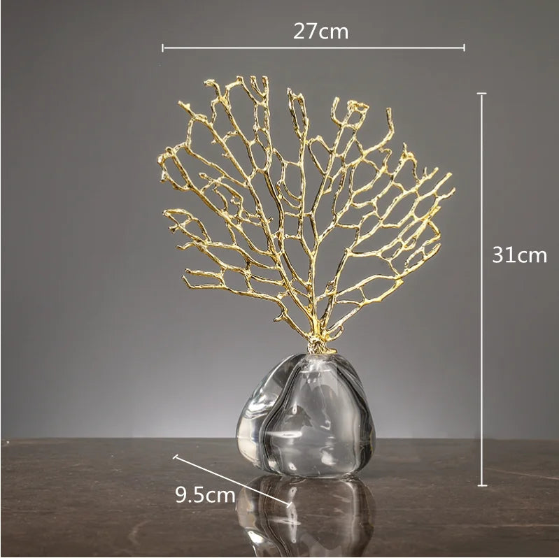 Imitation Coral Ornaments Resin Crystal Metal Tree Ocean Decor Figurines
