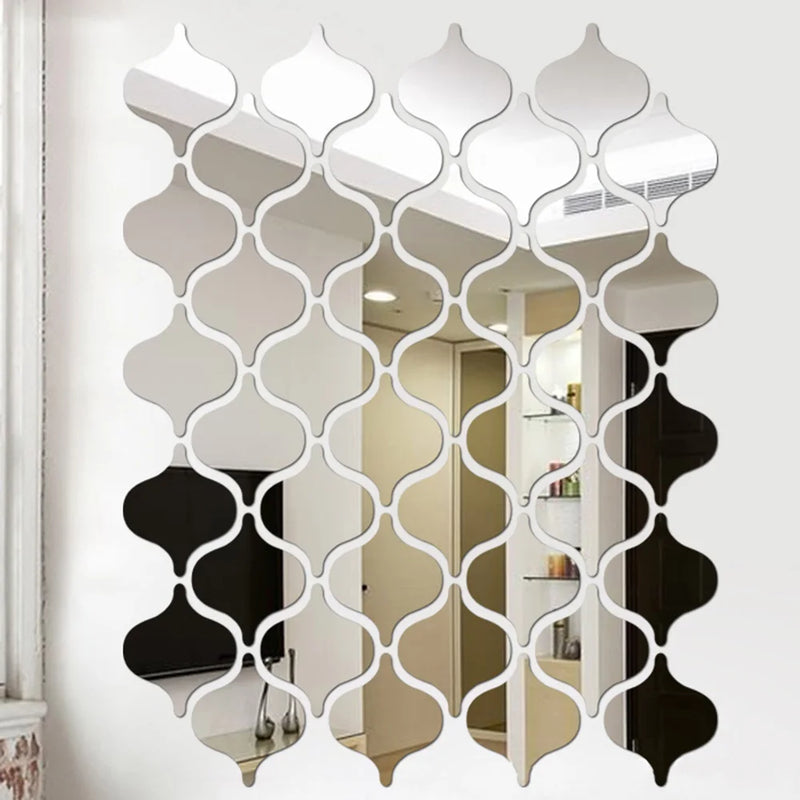 10pc Modern Geometric Gourd Acrylic Mirror Wall Stickers Set