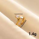 Bohemian Adjustable Stainless Steel Ring White Enamel Gold Color