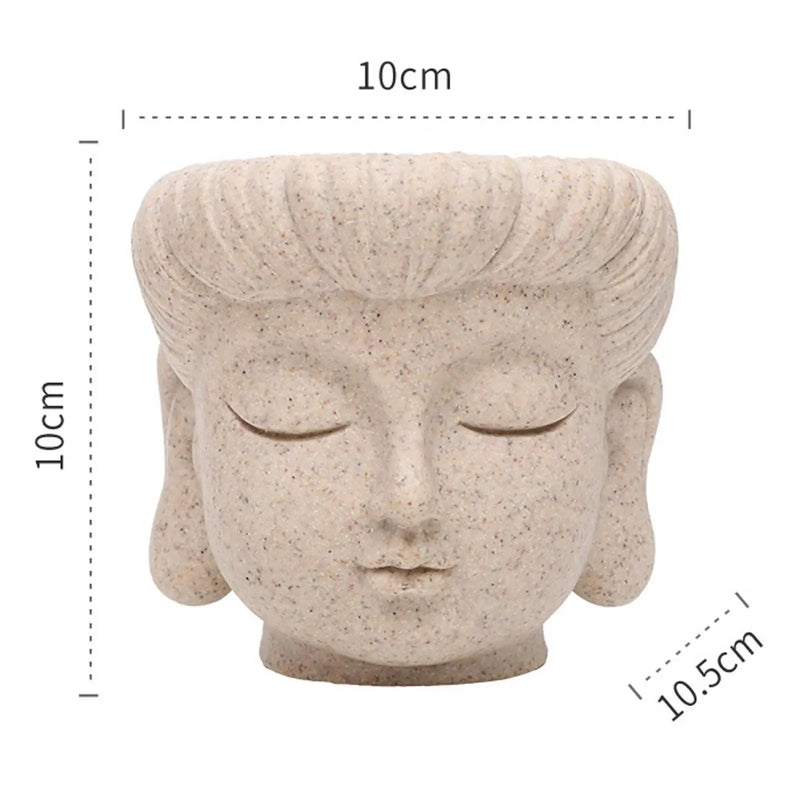 Buddha Head Flower Pot Planter Vase For Home Office Decor