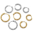 6pcs Stainless Steel Hoop Earrings Round Embossed Jewelry Set