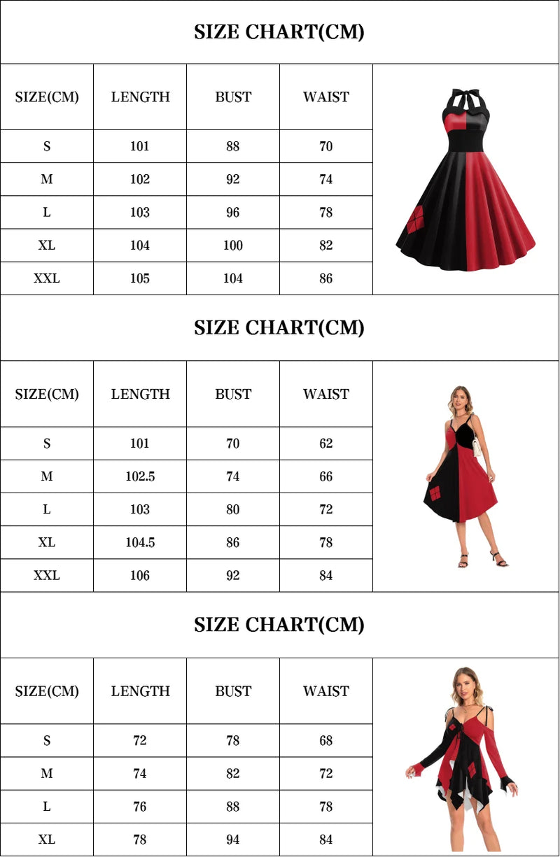 Harley Quinn Costume Dress Sleeveless Clown Style Party Dress