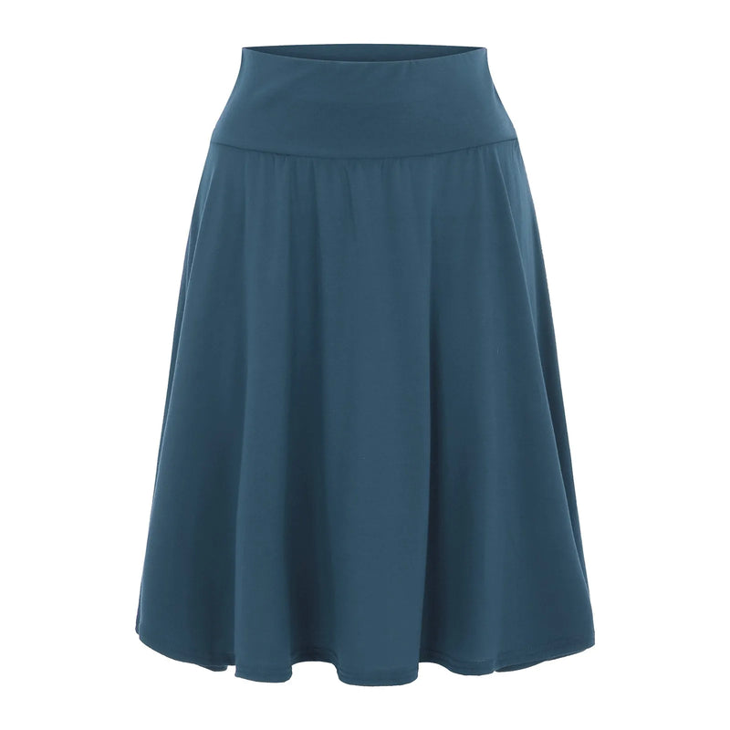 Women's High Waist Knee Length Solid Color Casual Skirt