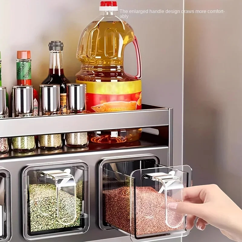 Stainless Steel Spice Rack Wall Mounted Kitchen Storage Organizer