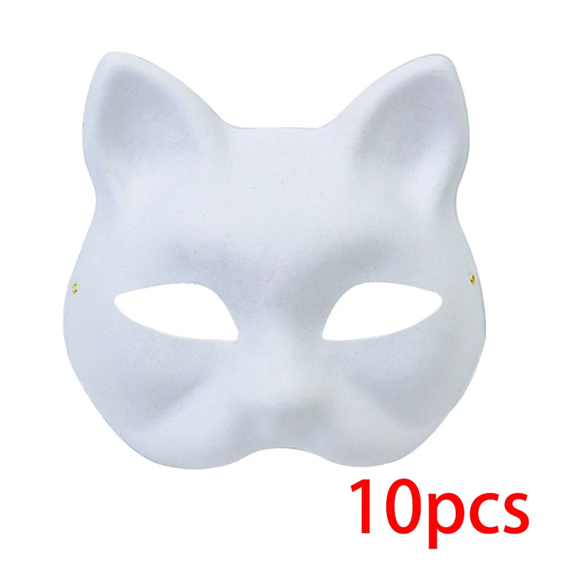 DIY Cat Face Mask Set Paintable Blank Masks For Party Cosplay