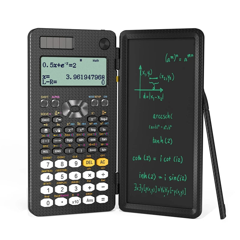 Solar Scientific Calculator 417 Functions LCD Notepad Portable Foldable