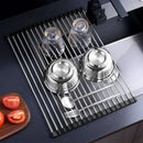 Kitchen Roller Shutter Drain Rack Stainless Steel Folding Dish Holder