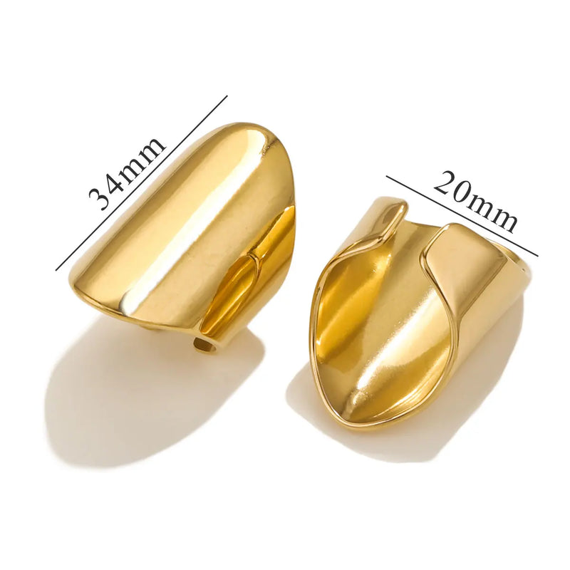 Gold Texture Stainless Steel Adjustable Geometric Rings For Women