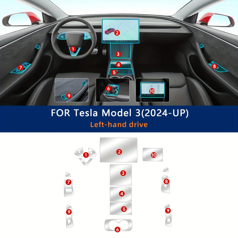 Tesla Model 3 Interior Protective Film Full Set Transparent Gear Shift Cover
