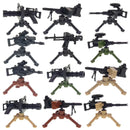 WWII Military Building Blocks Toy Soldier Figure With Machine Gun Mortar