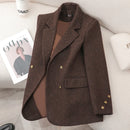 Elegant Women's Woolen Jackets Casual Korean Style Blazers Outerwear