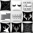Black And White Geometric Cushion Cover Cube Letter Print Sofa Pillow