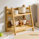 2 Layer Bamboo Storage Rack Kitchen Spice Shelf Organizer Counter