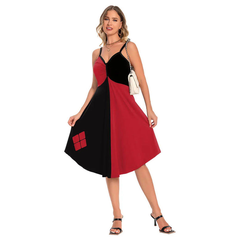 Harley Quinn Costume Dress Sleeveless Clown Style Party Dress