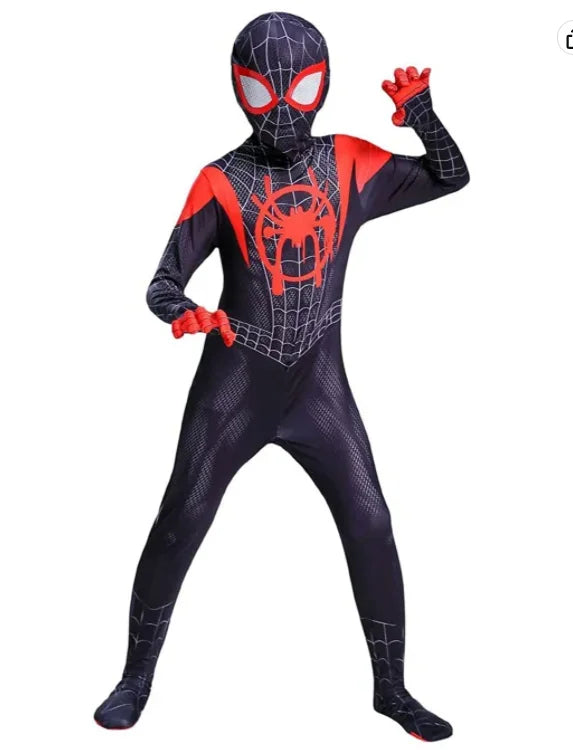 Kids Spider Superhero Costume Spandex Jumpsuit Halloween Party Set