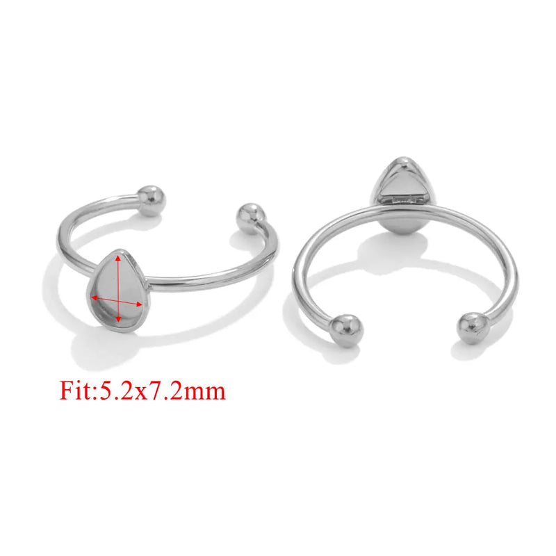 10pcs Adjustable Stainless Steel Ring Settings Blank Base For Jewelry