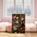 Disco Ball Canvas Painting Vintage Flower Poster For Home Decor