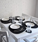 Faux Leather Placemats Oval Black Sets With Coasters Kitchen Decor