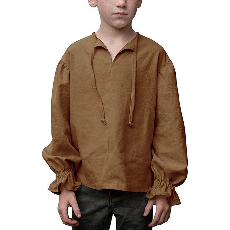 Kids Pirate Cosplay Shirt Long Sleeve Medieval Halloween Costume Top