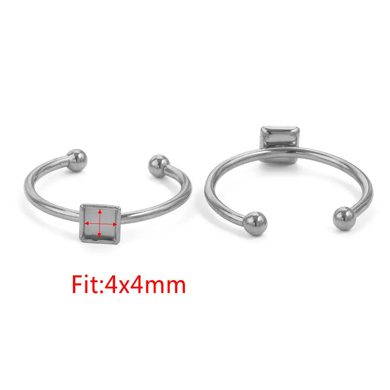 10pcs Adjustable Stainless Steel Ring Settings Blank Base For Jewelry