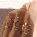 Women’s Gold Chain Ring Set 10Pcs Bohemian Coin Snake Star Jewelry