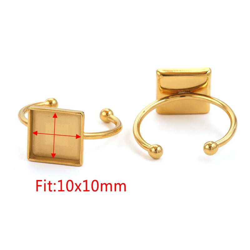 10pcs Adjustable Stainless Steel Ring Settings Blank Base For Jewelry