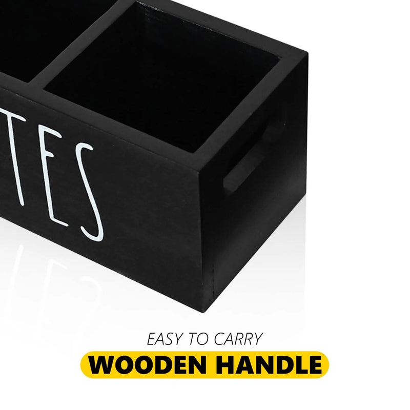 Wooden Remote Control Organizer With Desk Storage For Home Office