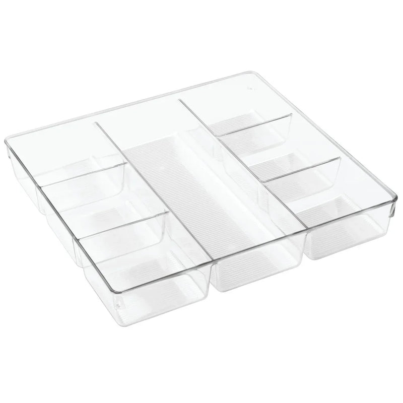 Clear Plastic Drawer Organizer With 7 Compartments For Kitchen And Office