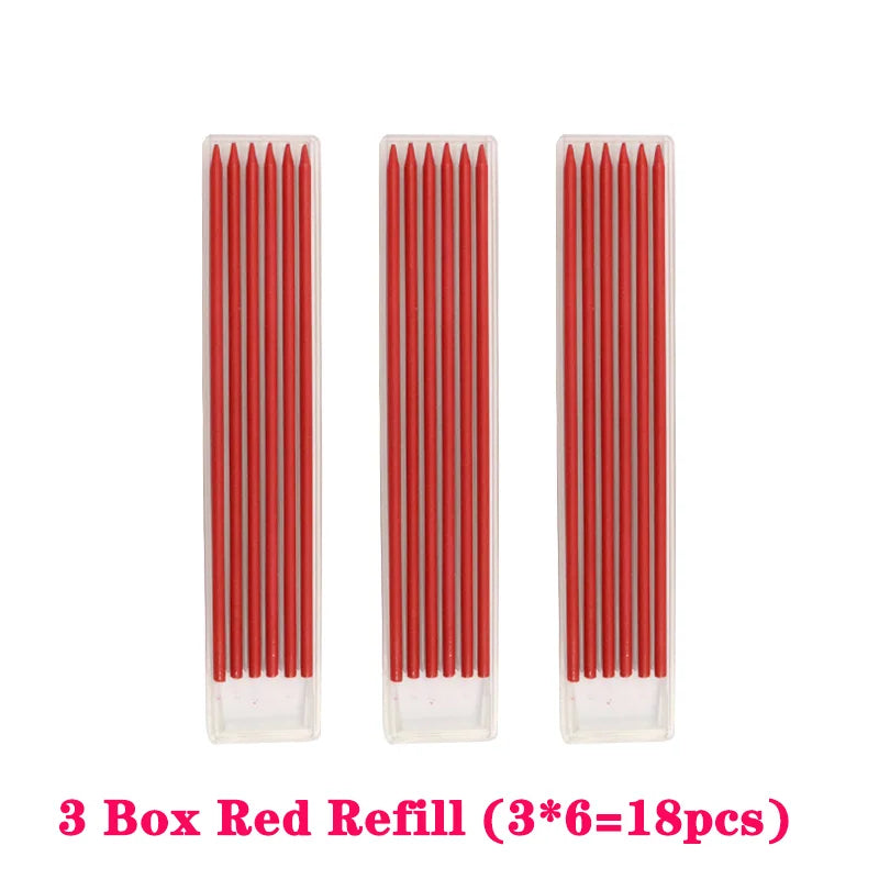 Carpenter Pencil Mechanical Woodworking 3 Colors Refill Sharpener