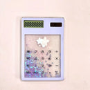 Mini Solar Calculator Transparent Quicksand 8 Digit Display For Students