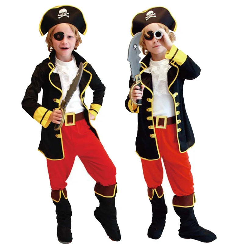 Kids Pirate Costume With Hat Mask For Birthday Halloween Party