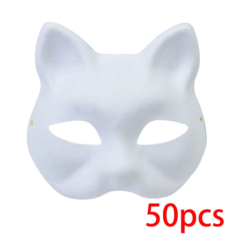 DIY Cat Face Mask Set Paintable Blank Masks For Party Cosplay