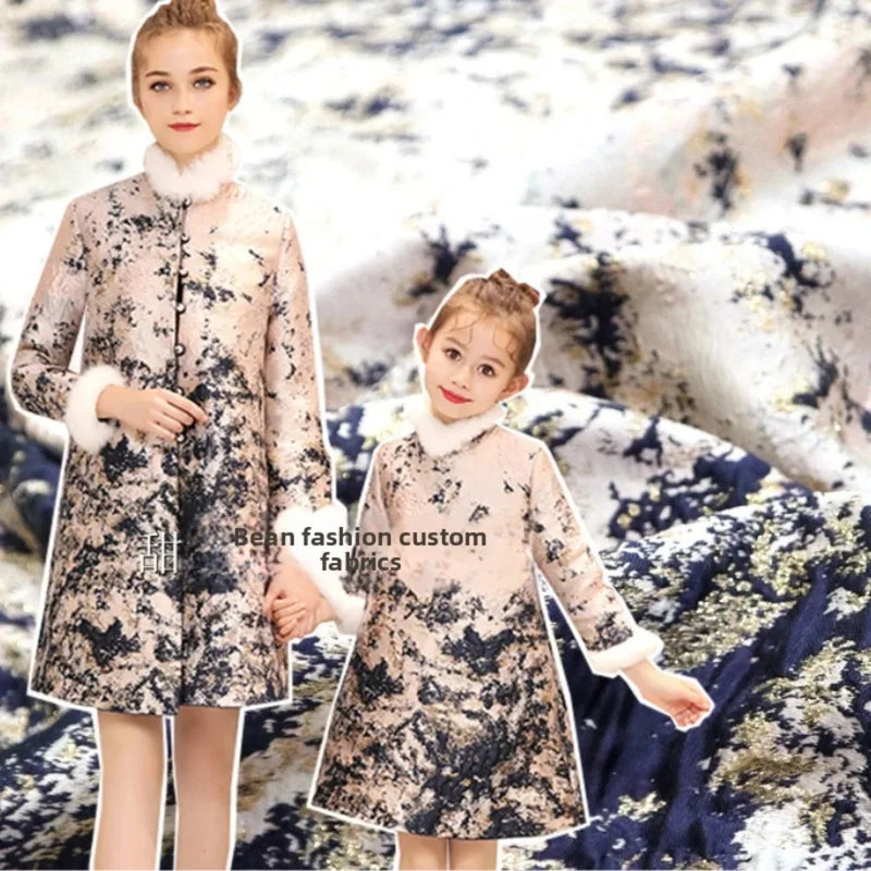 Brocade Jacquard Fabric Yarn Dyed Gradient Tulip Dress Trench Cloth