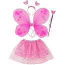 Girl Fairy Costume Butterfly Wings Wand Headband Skirt Set