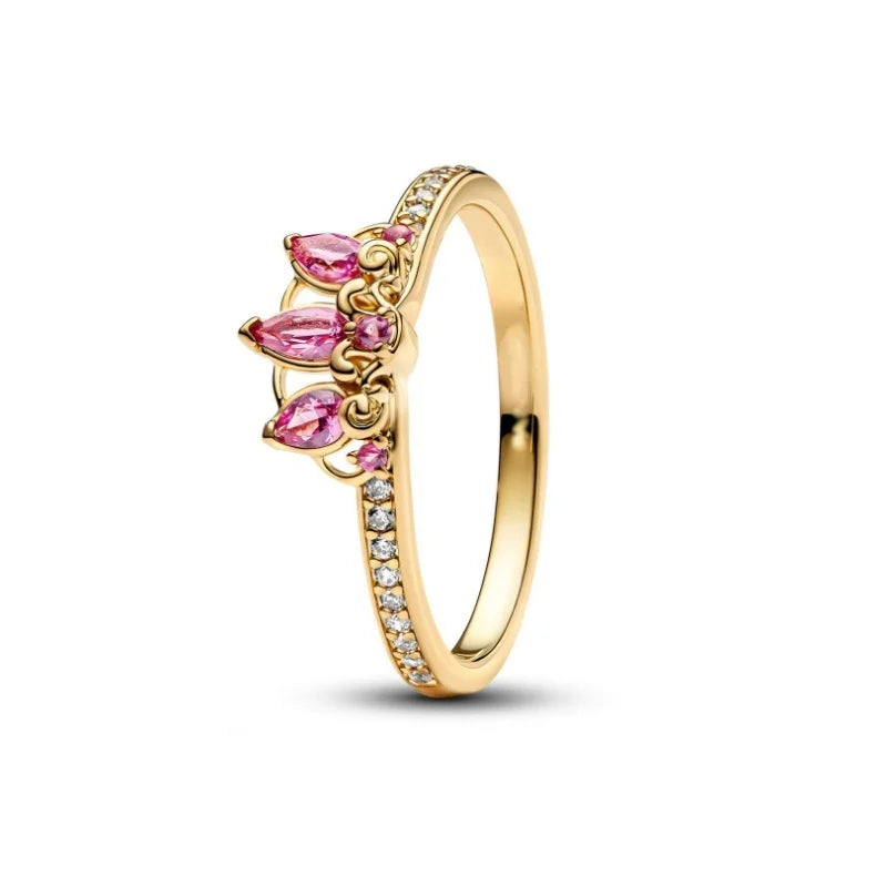 Disney Pink Bow Heart Ring Sparkling Double Heart Design For Women