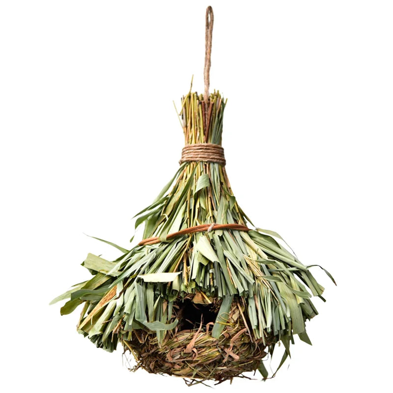 Natural Grass Bird House Hanging Parrot Nest Outdoor Resting Place