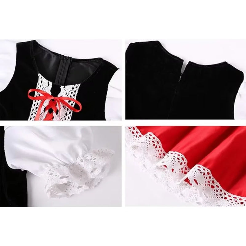 Girls Little Red Riding Hood Costume Halloween Christmas Performance Dress