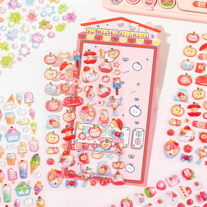 3D Embossed Stickers Cute Scrapbooking DIY Journaling Craft Supplies