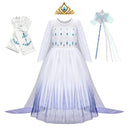 Elsa Anna Princess Dress Girls Mesh Sequin Snow Queen Costume Gown
