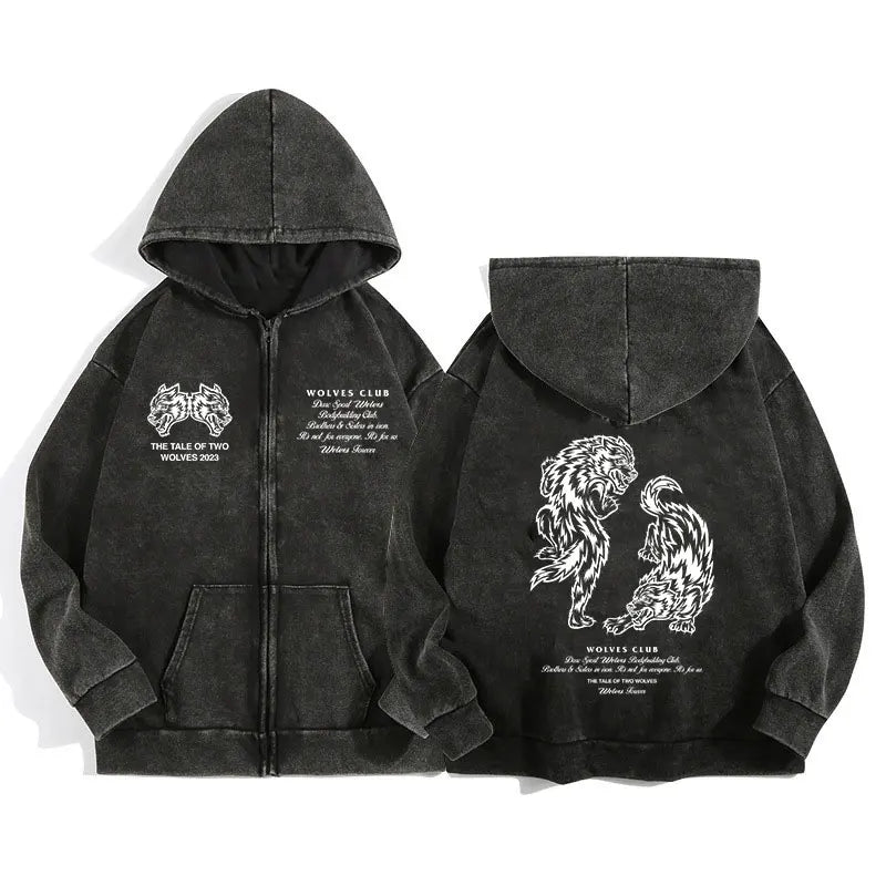 Darc Wolves Cotton Zip Up Hoodies For Men And Women Casual Jacket