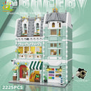 HUIQIBAO Micro Building Blocks City Corner Coffee Shop Architecture Set