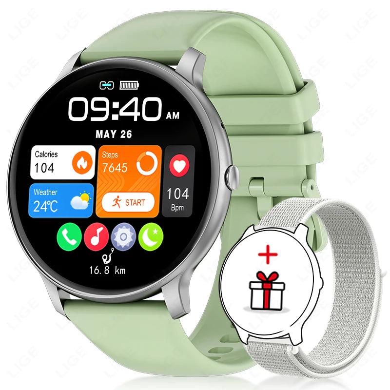 LIGE Smartwatch Bluetooth Call Fitness Heart Rate Monitor For Android IOS