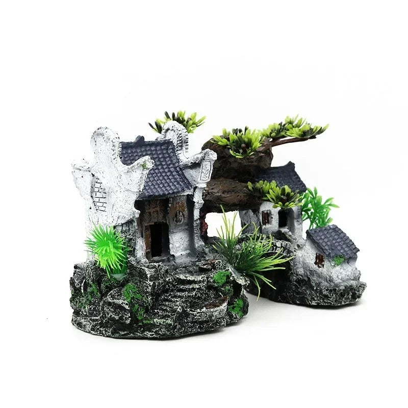 Resin Aquarium Ornament Fish Tank Landscape House Decoration Model
