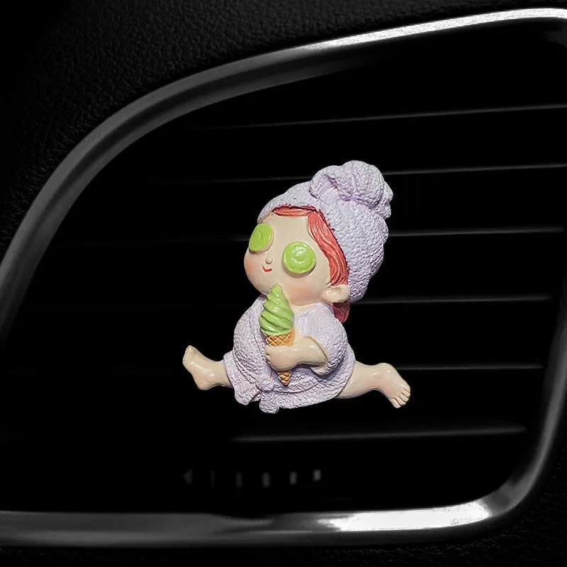 Car Vent Aromatherapy Clip Cute Cartoon Ice Cream Girl Design