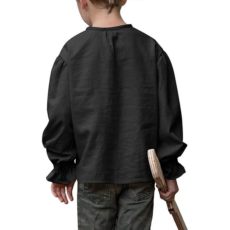 Kids Pirate Cosplay Shirt Long Sleeve Medieval Halloween Costume Top