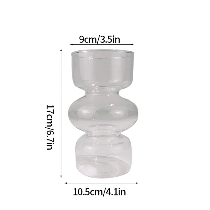 Modern Pink Glass Vase Hydroponic Flower Vase For Home Decor