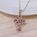 Zircon Cross Necklace Stainless Steel Pendant Shiny Hip Hop Jewelry