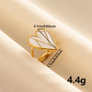 Bohemian Adjustable Stainless Steel Ring White Enamel Gold Color