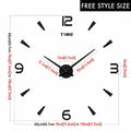 MCDFL Giant Wall Clock 3D Mirror Sticker Nordic Modern Large Timepiece