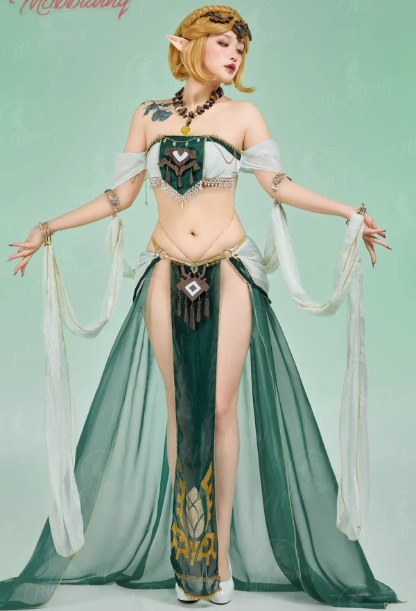 Mobbunny Princess Women Cosplay Costume Dance Style Top Skirt Set